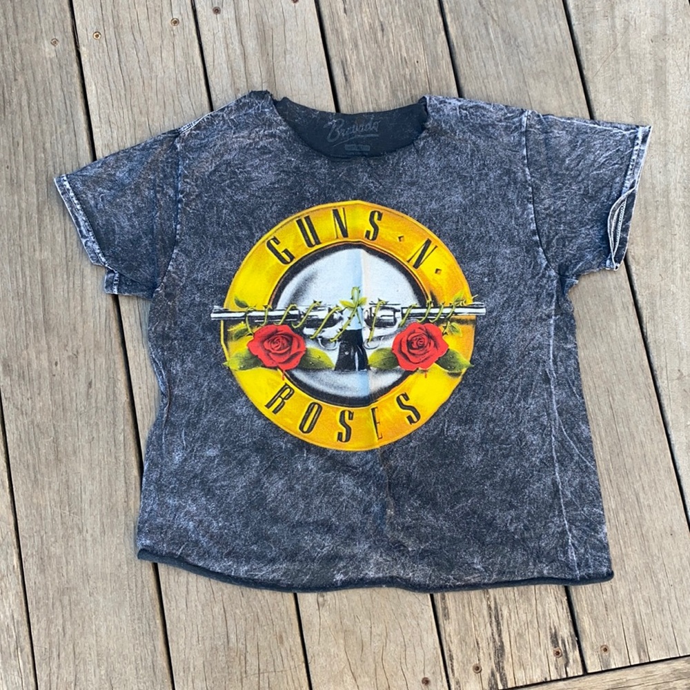 Bravado Acid Washed Guns and Roses Crop Top T-shirt